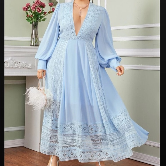 Dresses & Skirts - Baby blue Long lace gown